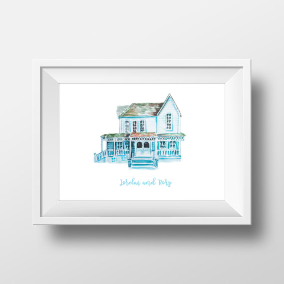 lorelai-and-rorys-house-watercolor-by-watercolorwall