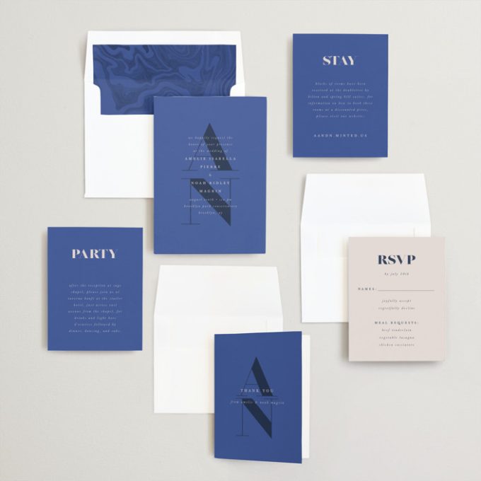 marseille blue wedding invitations