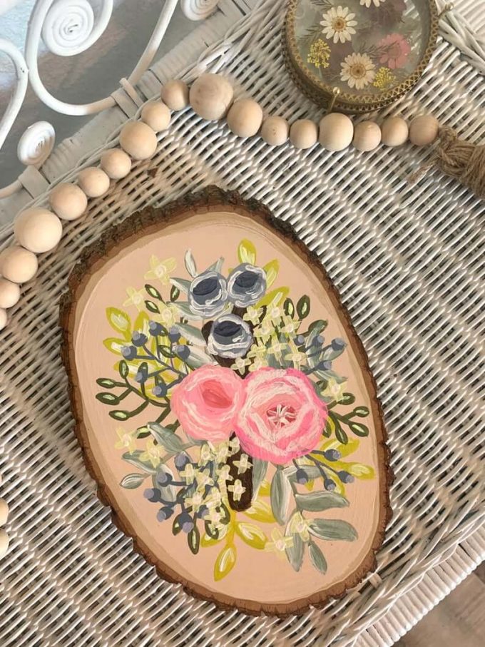painted wood slices
